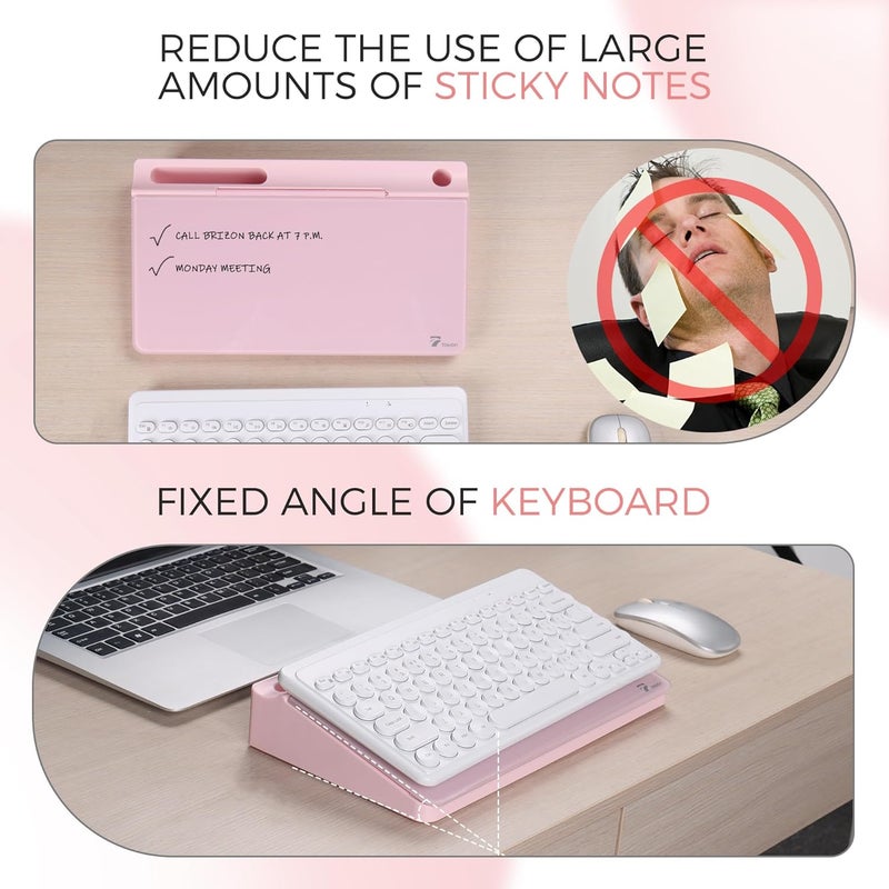 TOWON Small Compact Glass Desktop Whiteboard with Storage – 12 x 7 in Dry Erase Board for Desk, Home Office, School | Includes 5 Markers, Eraser & Holder | Space-Saving Organizer, Aesthetic Pink - Image 4